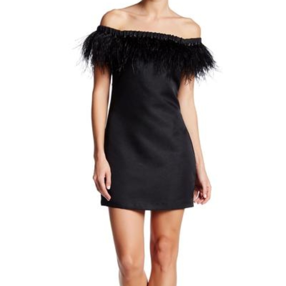 BNWT FEATHER OFF SHOULDER DRESS - Picture 3 of 4